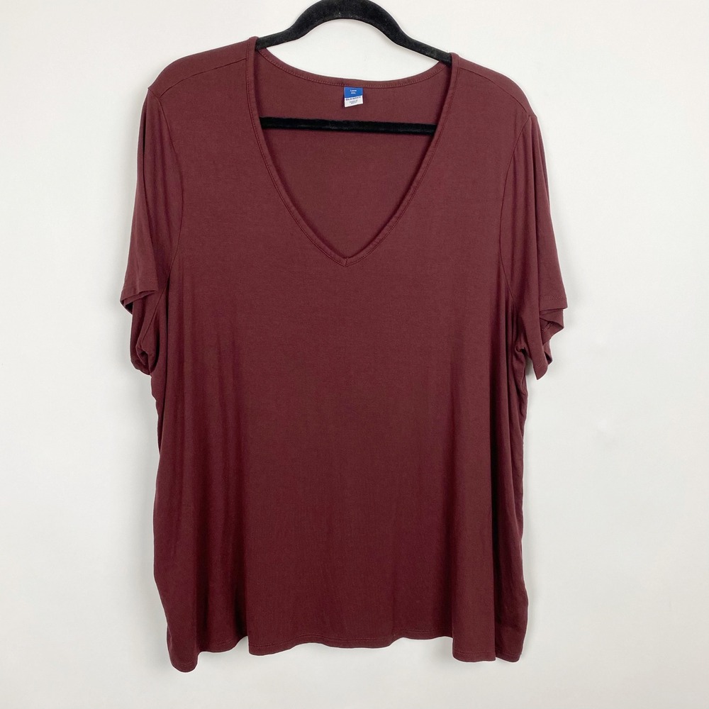 Old Navy Luxe V-Neck Short Sleeve Tee Women XXL Burgundy